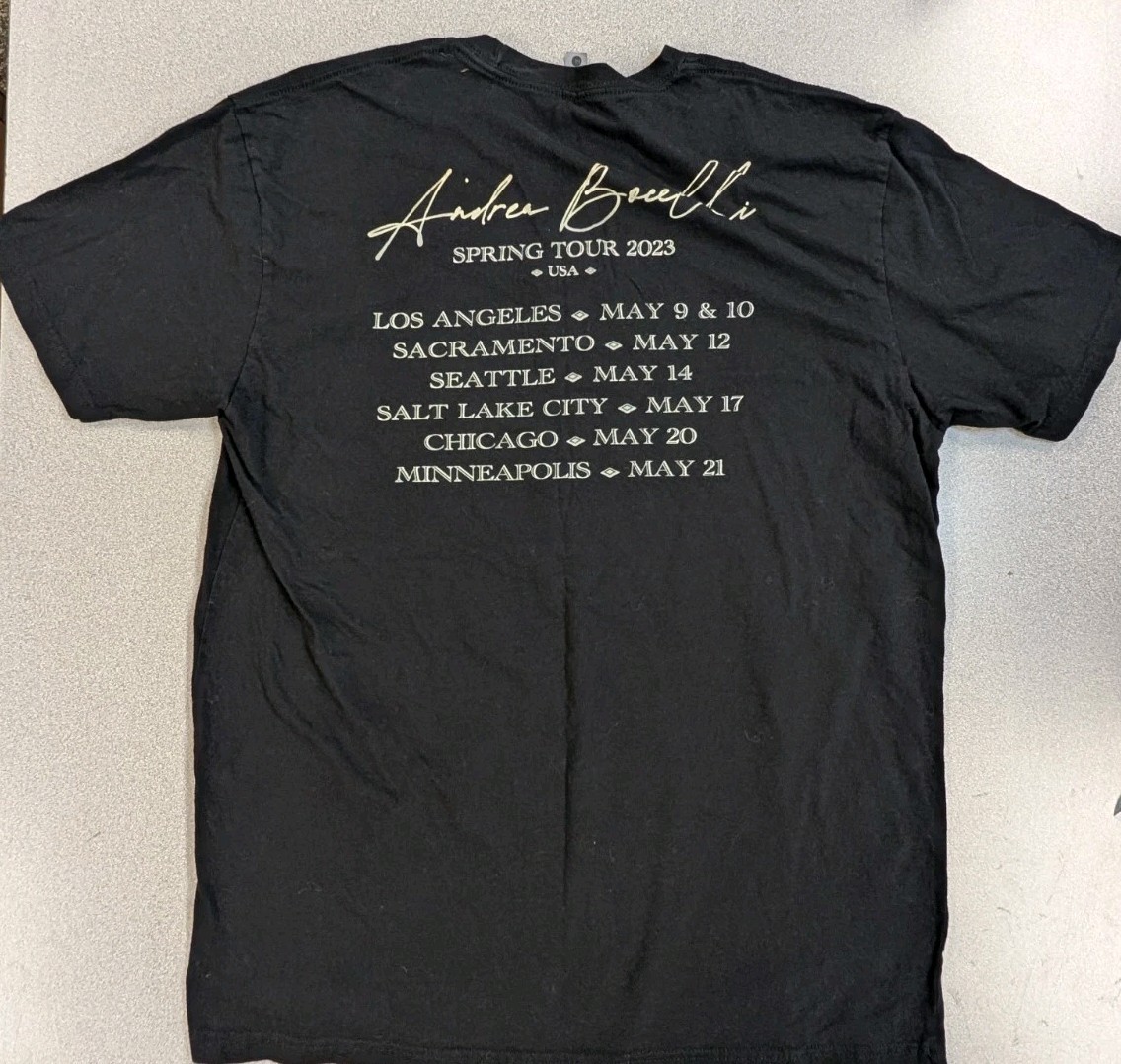2 Sides ANDREA BOCELLI SI 2023 SPRING TOUR T SHIRT XL gallery