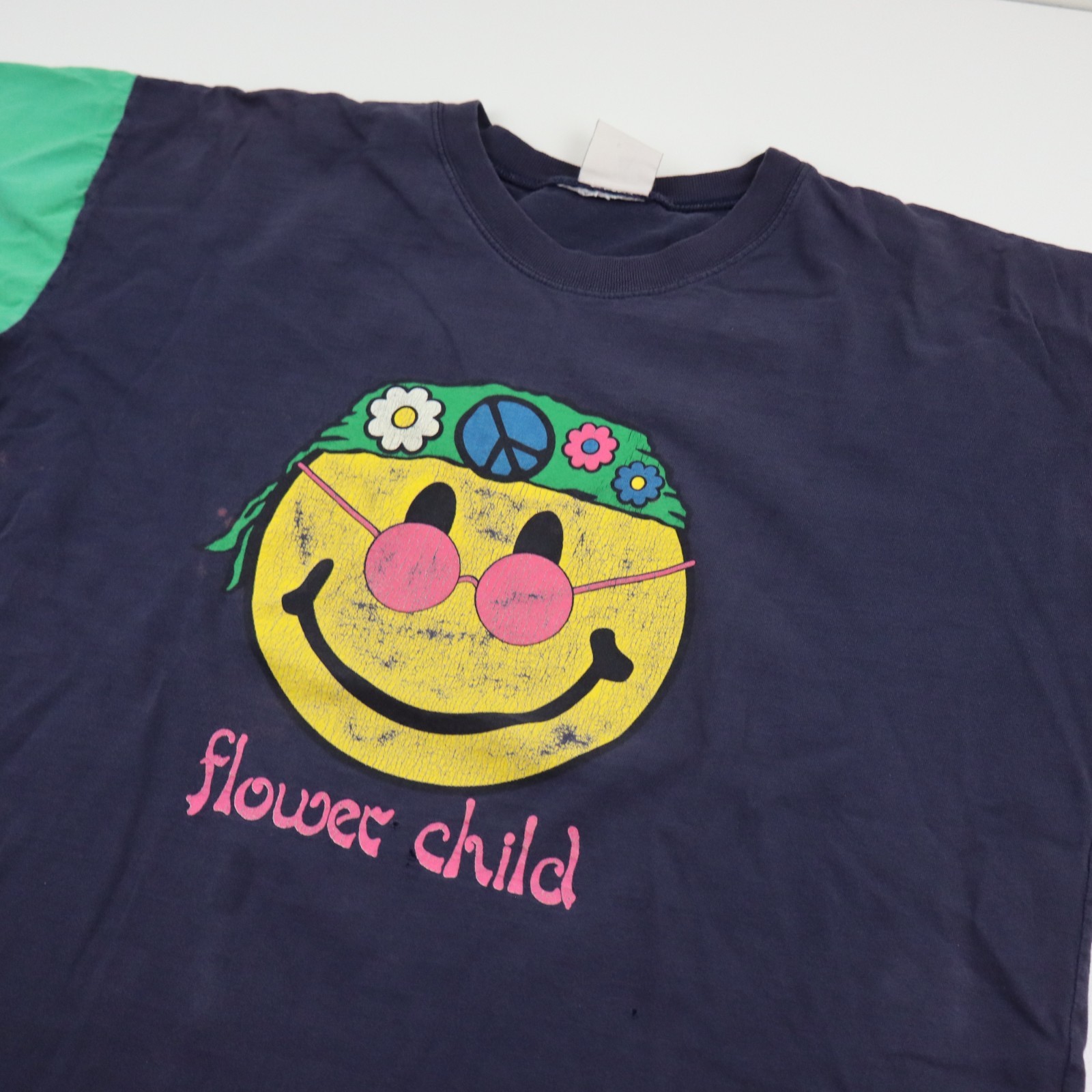 Vtg 90s Flower Child Smiley Face T Shirt Men XL Peace Sign Hippie Tee Streetwear gallery