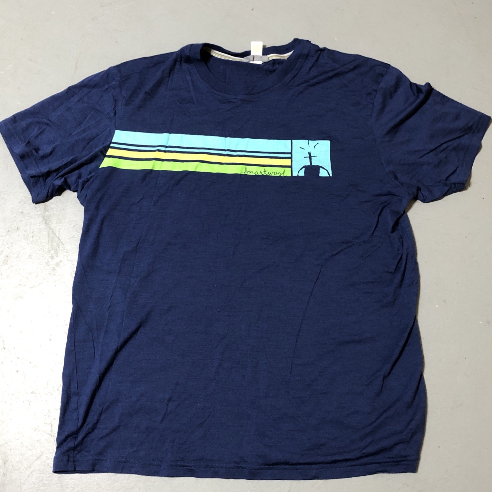 Smartwool Merino Wool T Shirt Mens Large Baselayer Short Sleeve Logo Blue gallery