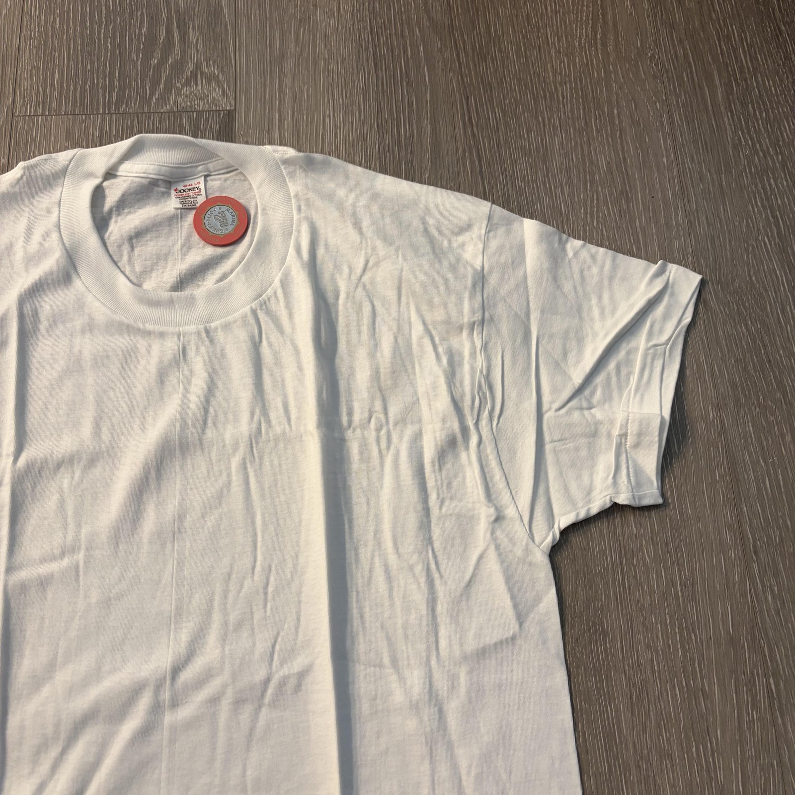 Jockey Shirt Mens Large White Power Knit Blank Tee T-Shirt Crewneck USA gallery