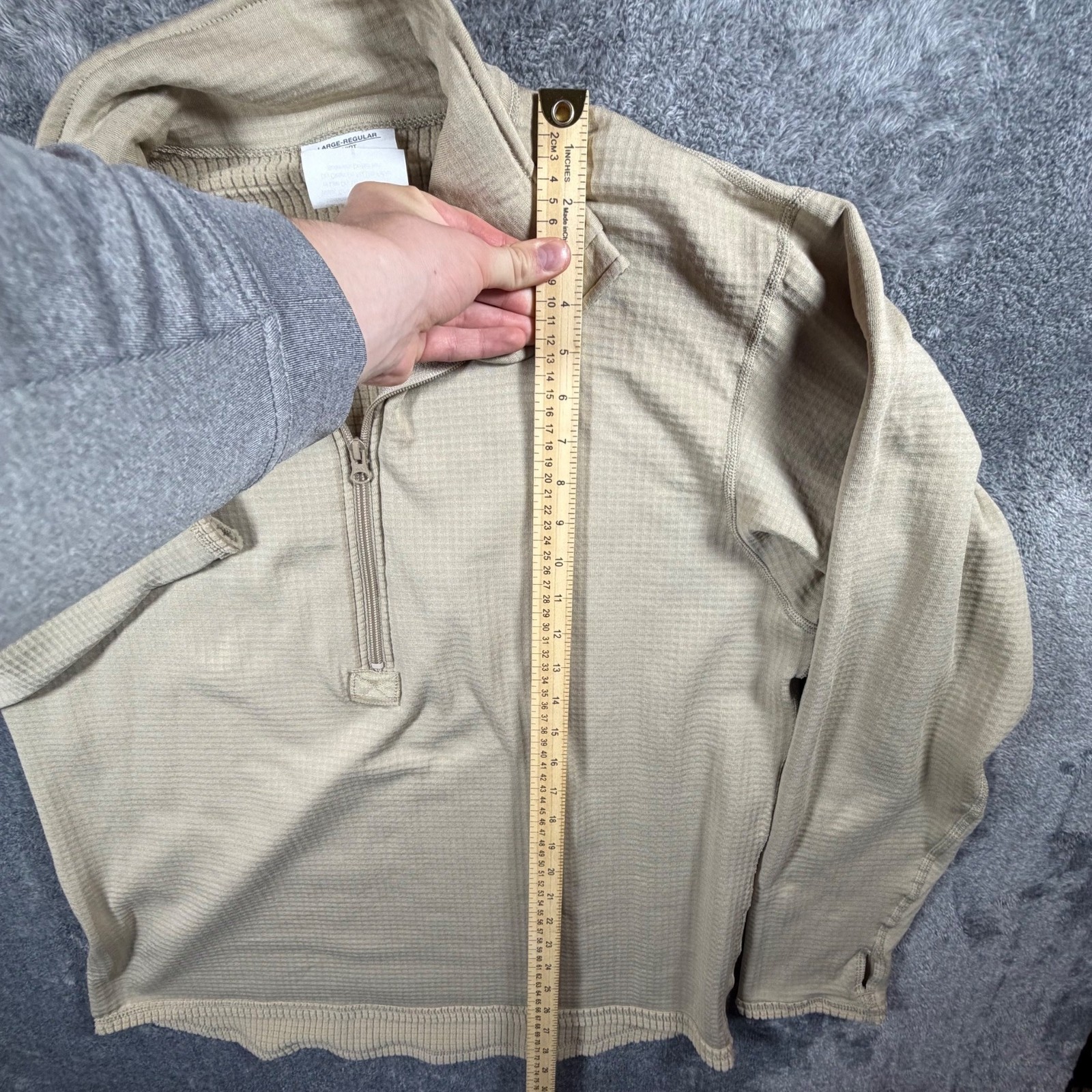 Peckham Pullover Shirt Mens Large 1/4 Zip ECWCS Gen III Tan Waffle Knit Thermal gallery