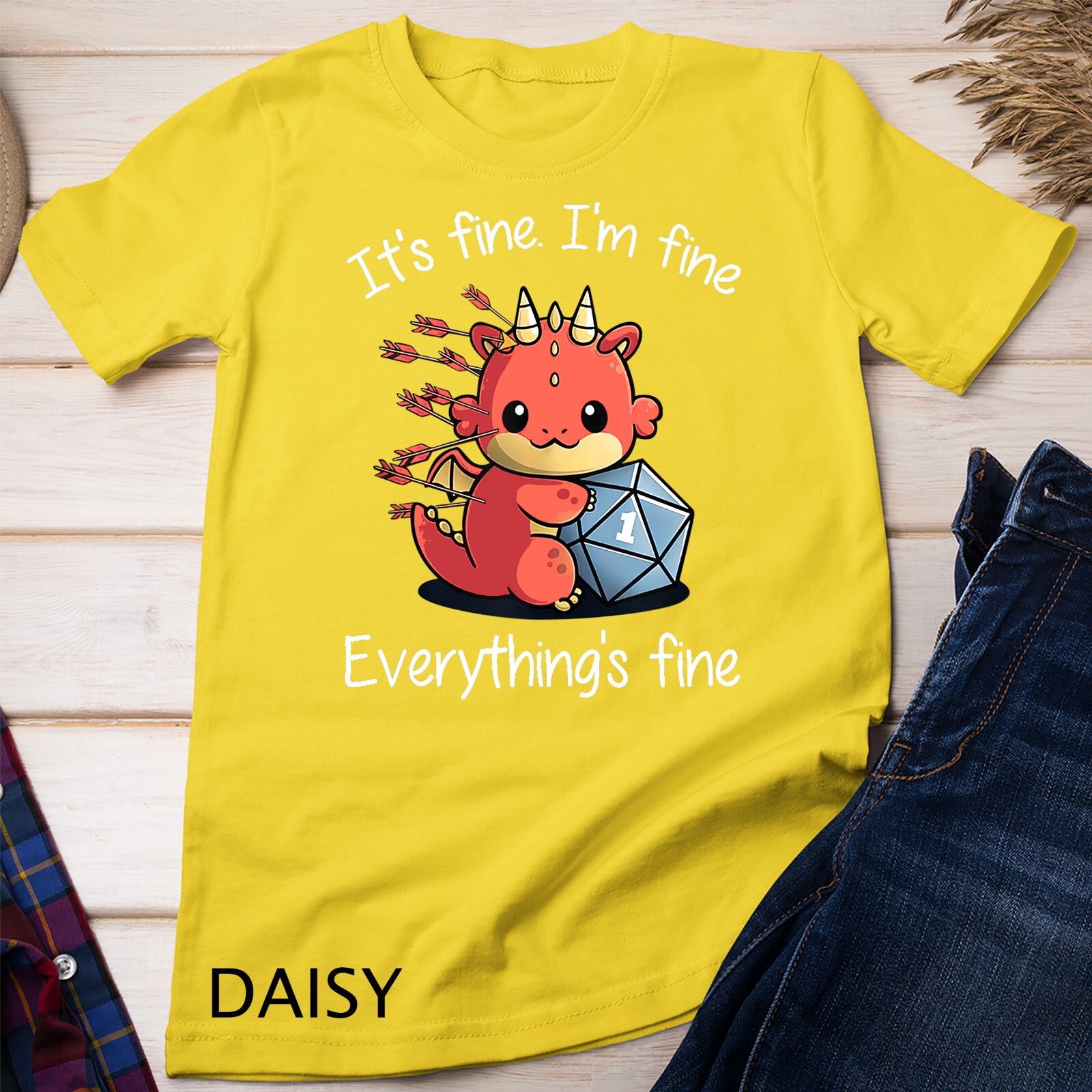 Everything's Fine - RPG Funny Dragon Unisex T-shirt gallery