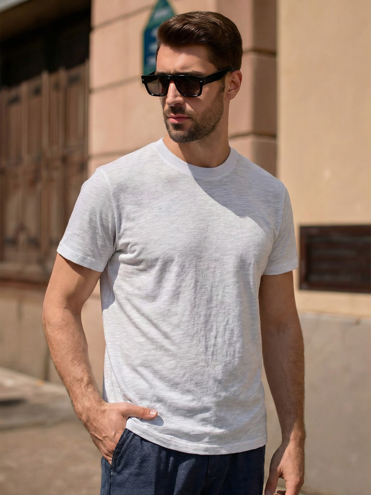 NEW Drive Shirt Linen Blend Summer Tee Black White Navy Crew Neck Made in USA gallery
