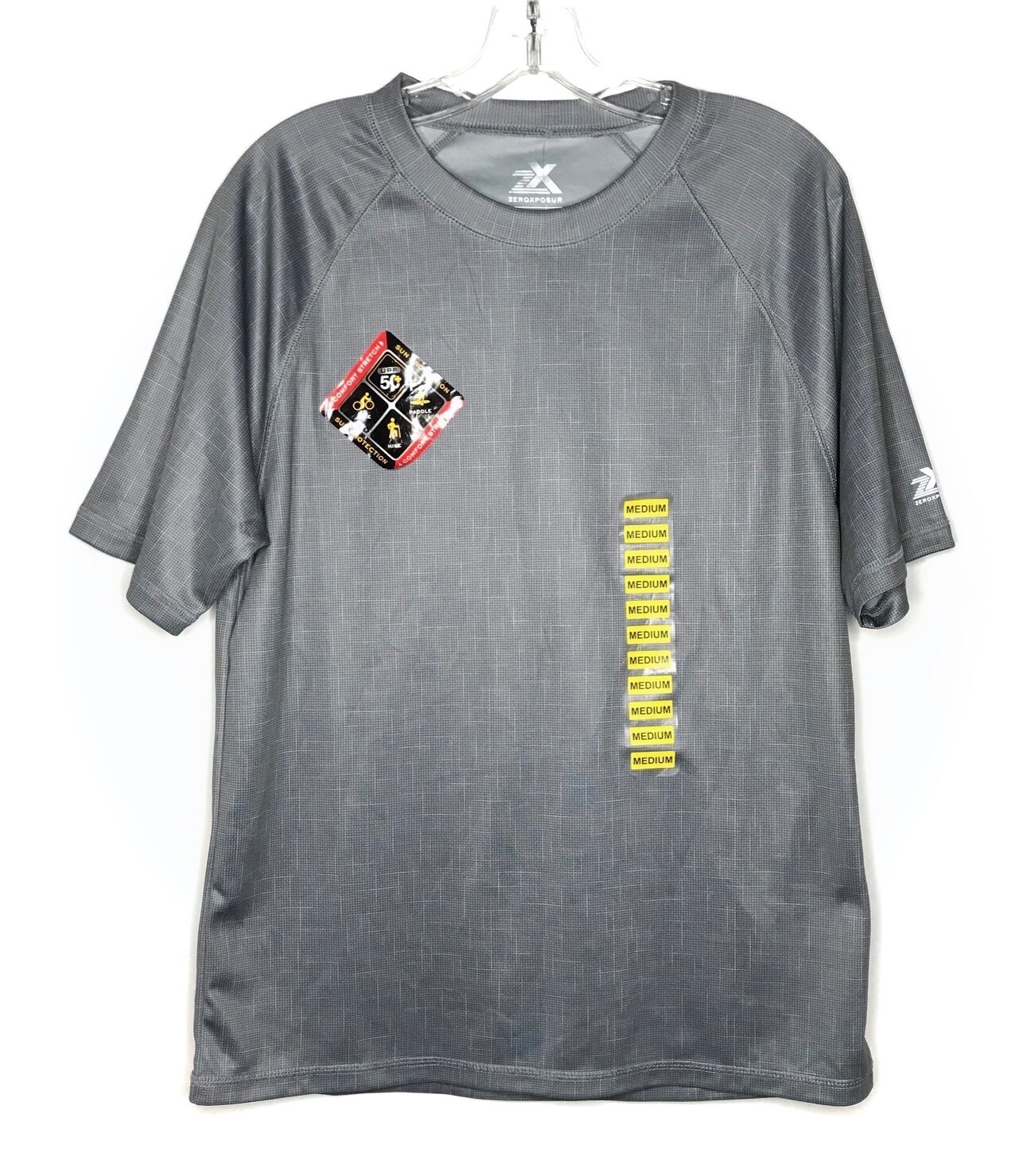 ZeroXposur Sun Protection T-Shirt Mens M UPF 50+ Sports Outdoor Geometric Gray