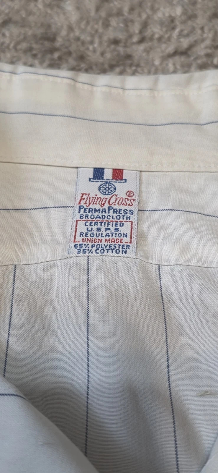 Vtg USPS Postal Service Striped Button Up Long Sleeve Flying Cross Union Made #1 gallery
