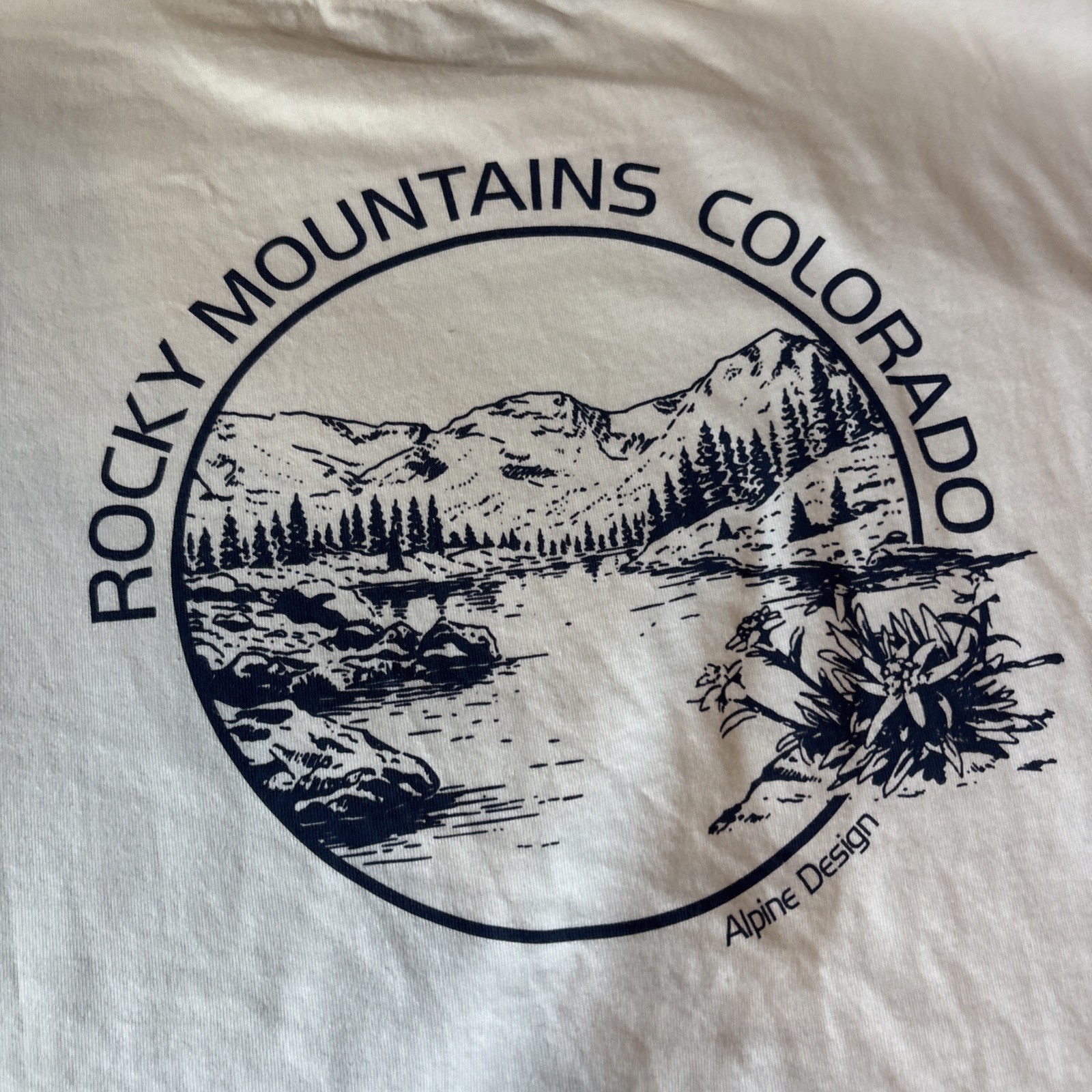 Alpine Design Organic Cotton Rocky Mountains Colorado Mens T Shirt Size XL White gallery