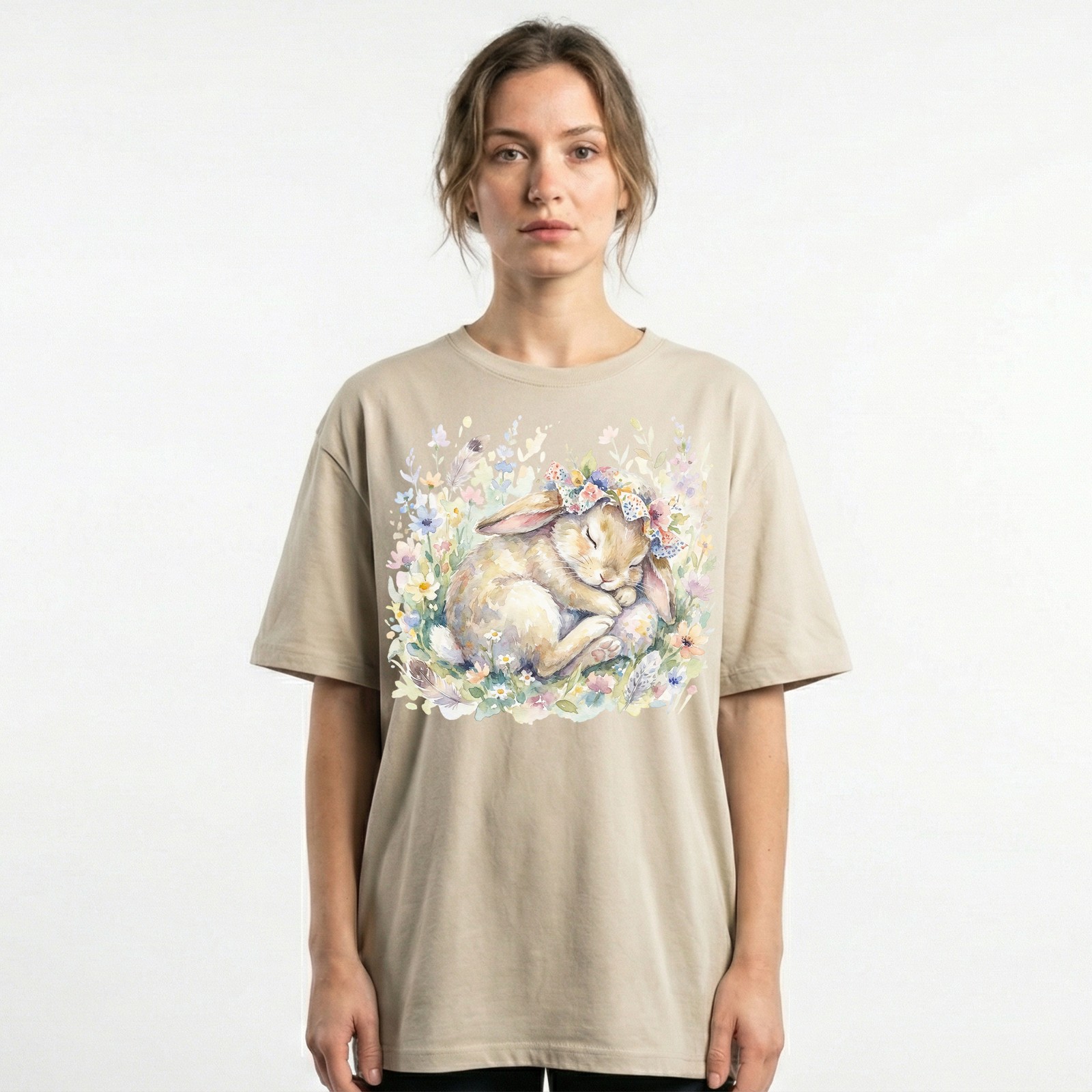 Cute Easter Bunny Floral Watercolor Spring T-Shirt Animal Pastel Holiday Tee gallery