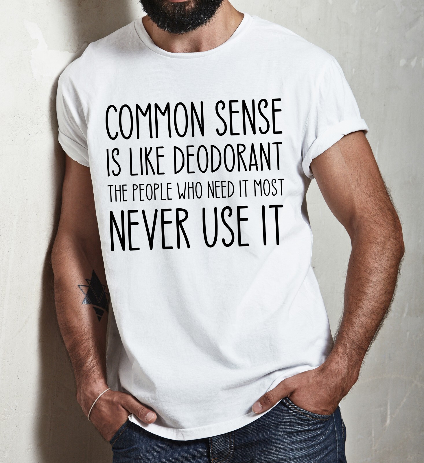 Common Sense Funny Quote Humor Sarcastic Slogan Gift Tee Cool Men's T-shirt gallery