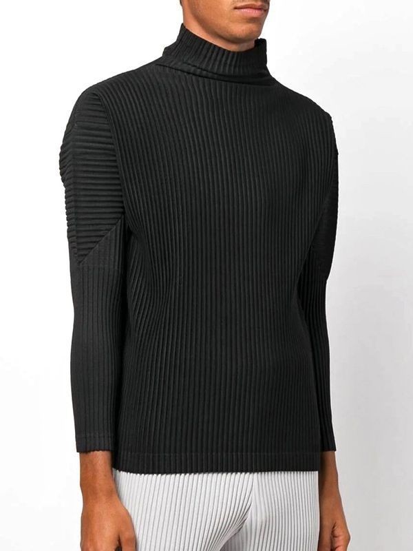 Issey Miyake Men's Basic Pleated High Neck Long Sleeve gallery