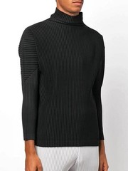 Issey Miyake Men’s Basic Pleated High Neck Long Sleeve