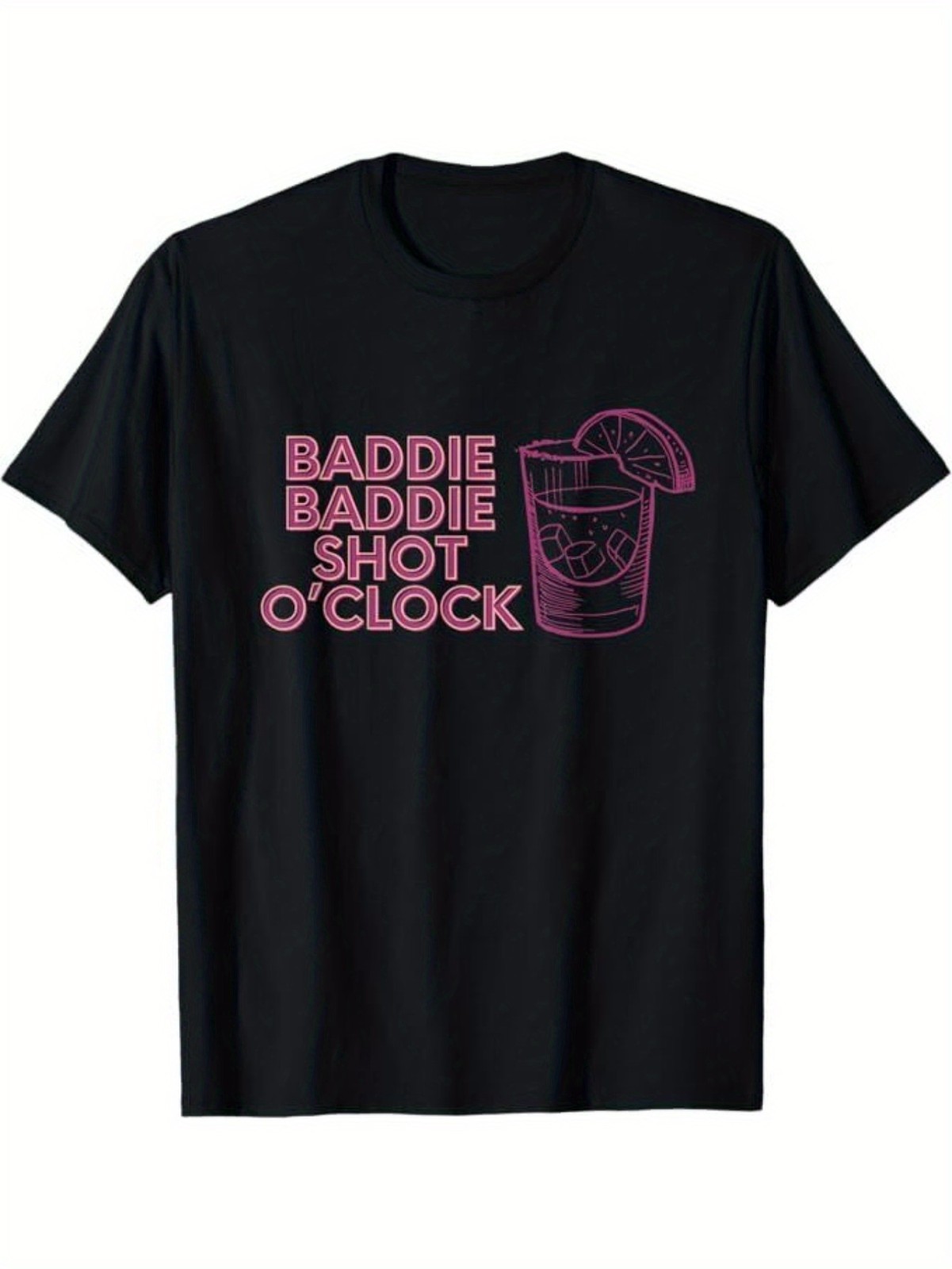 [1pc Funny Graphic T-Shirt] 1pc ‘Baddie Baddie Shot O’clock’ Men’S T-Shirt