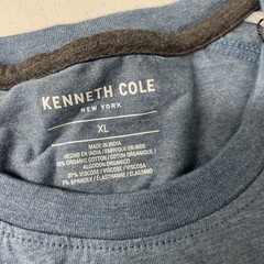 KENNETH COLE Men’s Organic Cotton Blend Crewneck T-Shirt XL BLUE 4-Way Stretch
