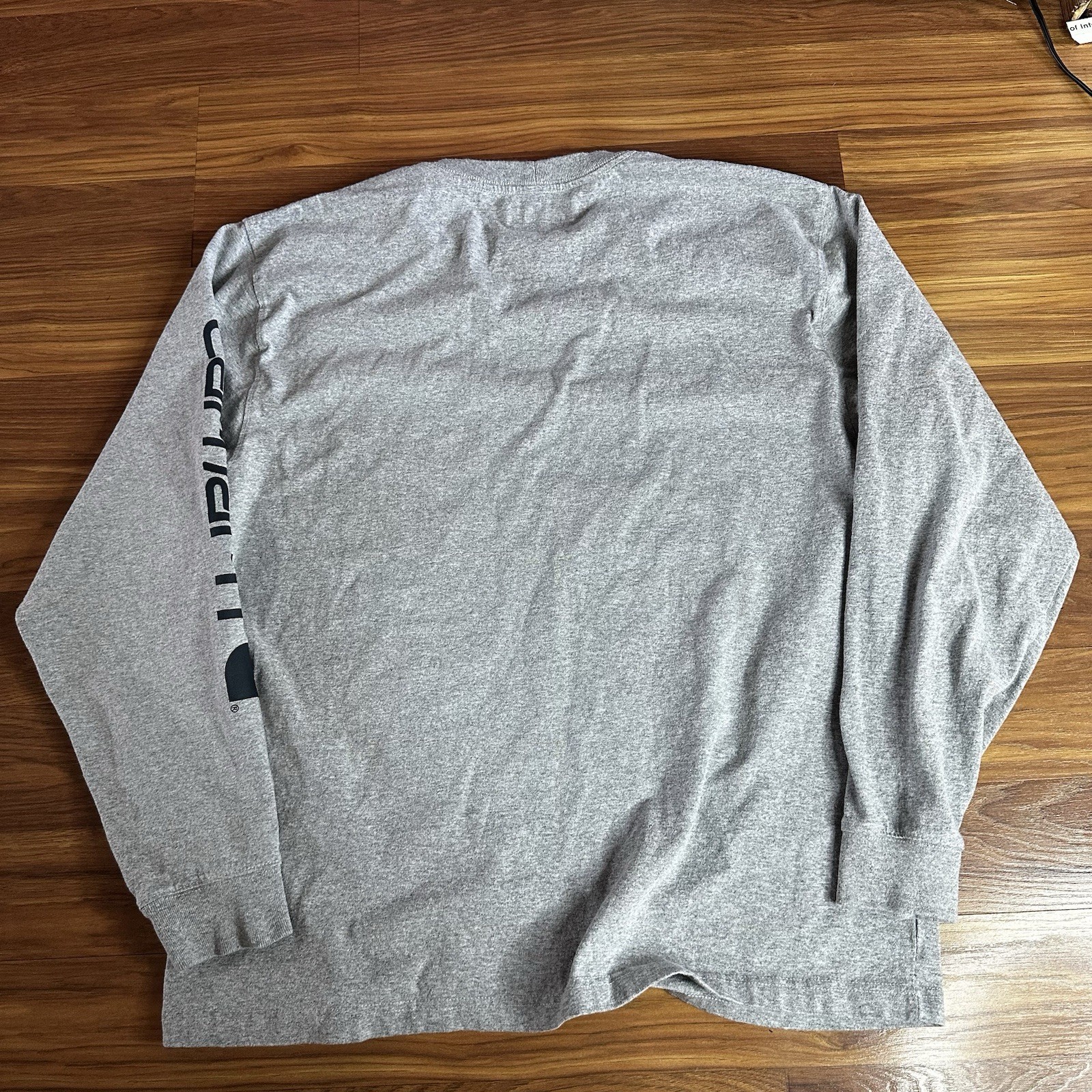 Carhartt Shirt Mens Large Gray Long Sleeve Navy Logo Loose Fit Workwear gallery