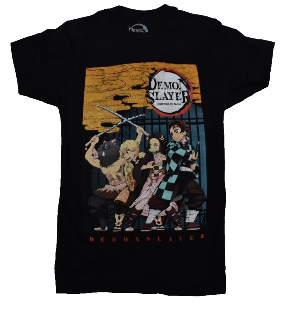 Demon Slayer Mens Kimetsu No Yaiba Anime Black Shirt New XS