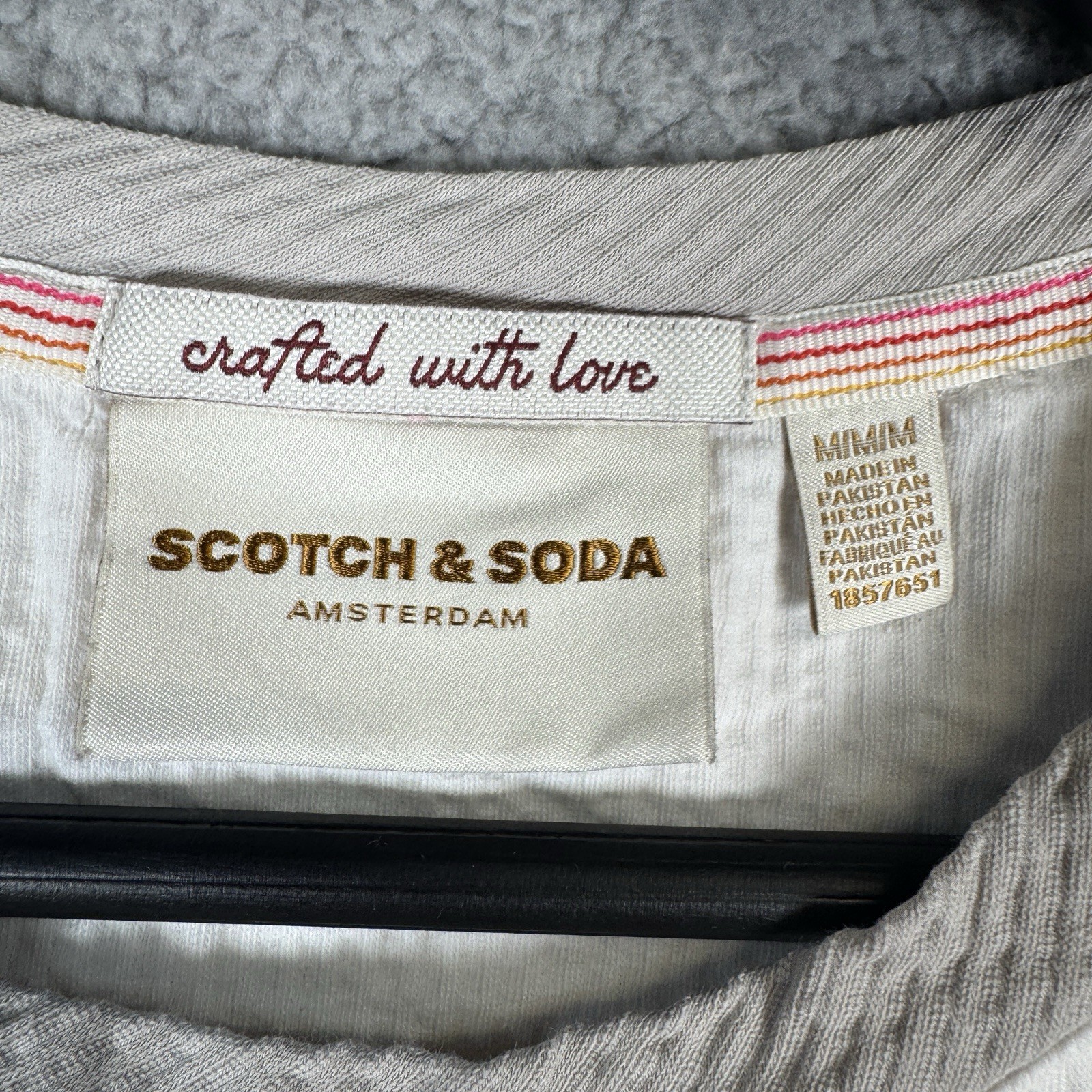 Scotch & Soda Amsterdam T Shirt Mens Size Medium Cream Ribbed Textured Stretch gallery