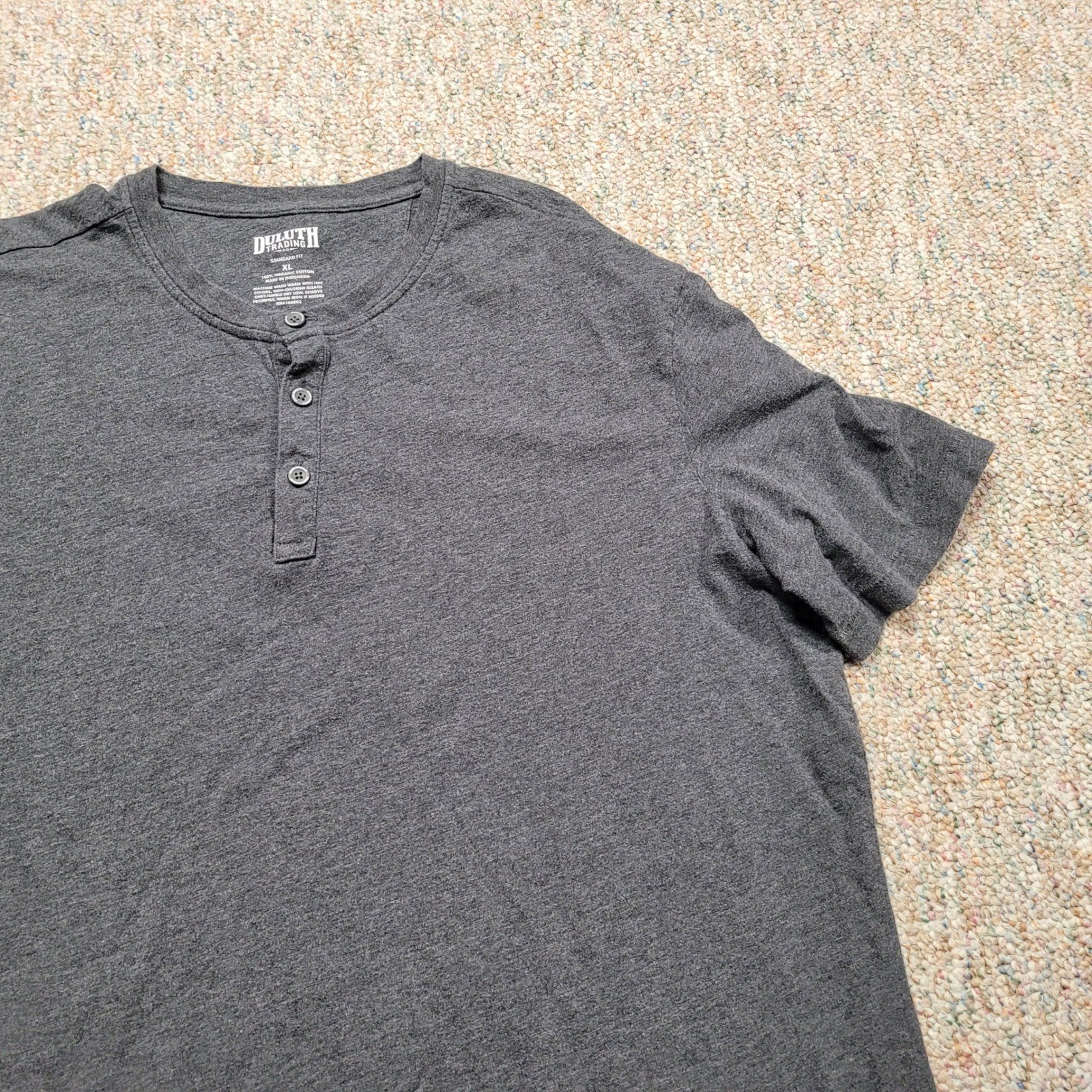 Duluth Trading Co Shirt Mens XL Gray Henley Organic Cotton Short Sleeve Work gallery