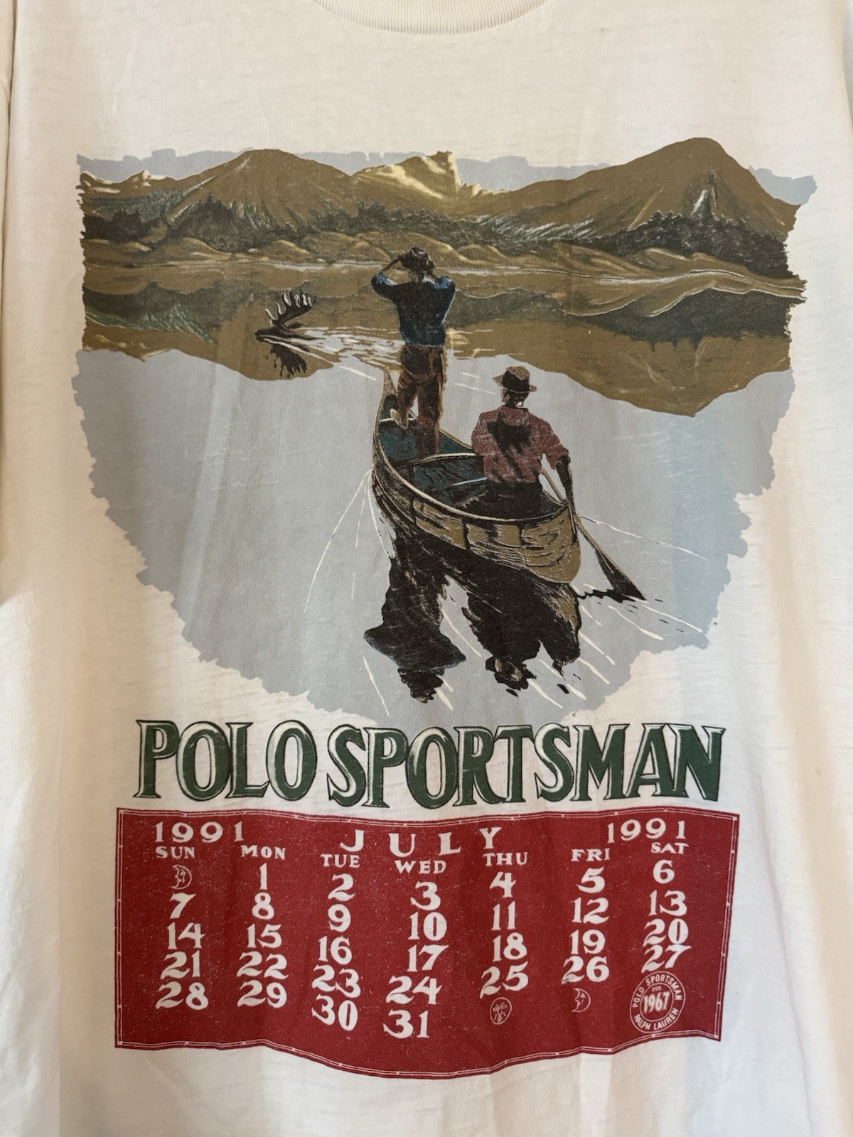 Vintage 1990s 1991 Ralph Lauren Polo Sportsman Calendar Tshirt Size Large Moose gallery