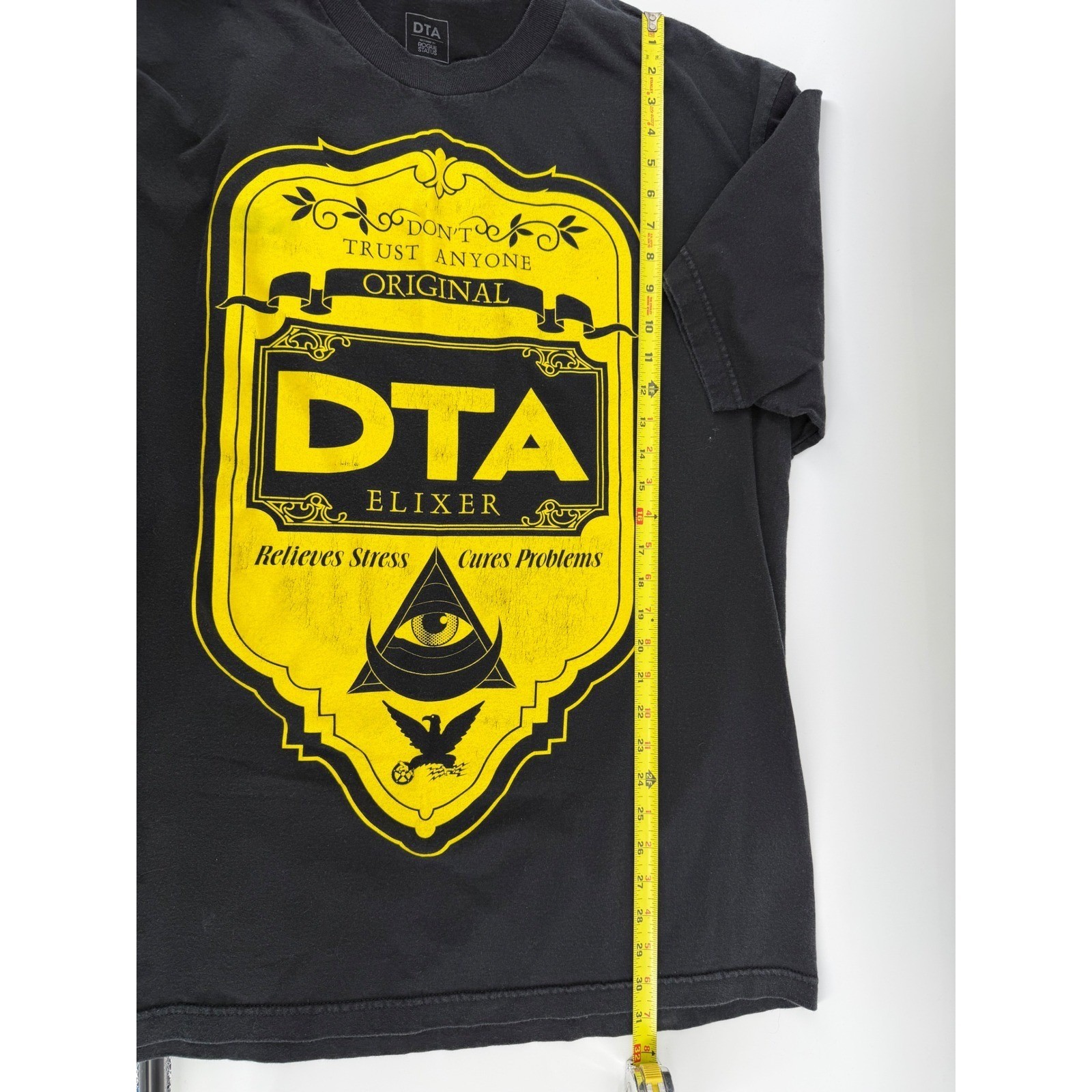 DTA Elixer Graphic T-Shirt XXL Rogue Status Black Yellow Print Streetwear GUC gallery