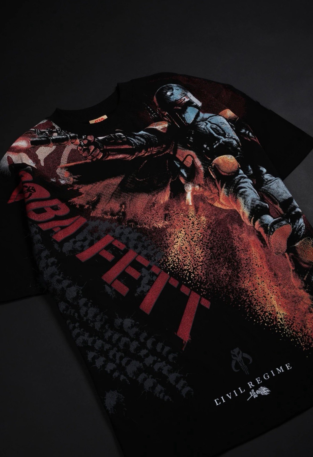 Civil Regime Boba Fett Graphic Print Black Cotton Crew Neck T-Shirt Size M gallery