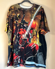 Marvel Universe Deadpool Tee Shirt Men’s 2XL All Over Print Double-Sided Graphic