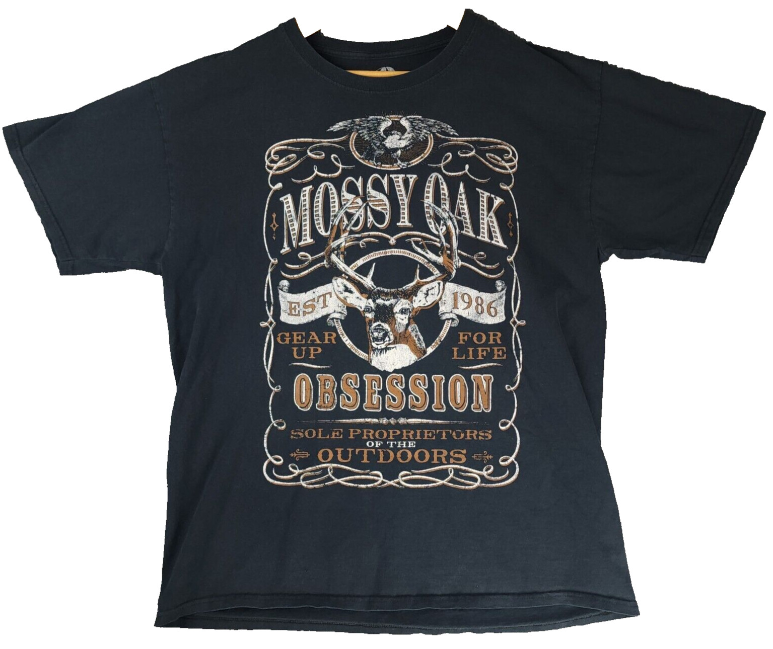 Mossy Oak Shirt Mens Large L Black Outdoor Hunting Hunter Hiking