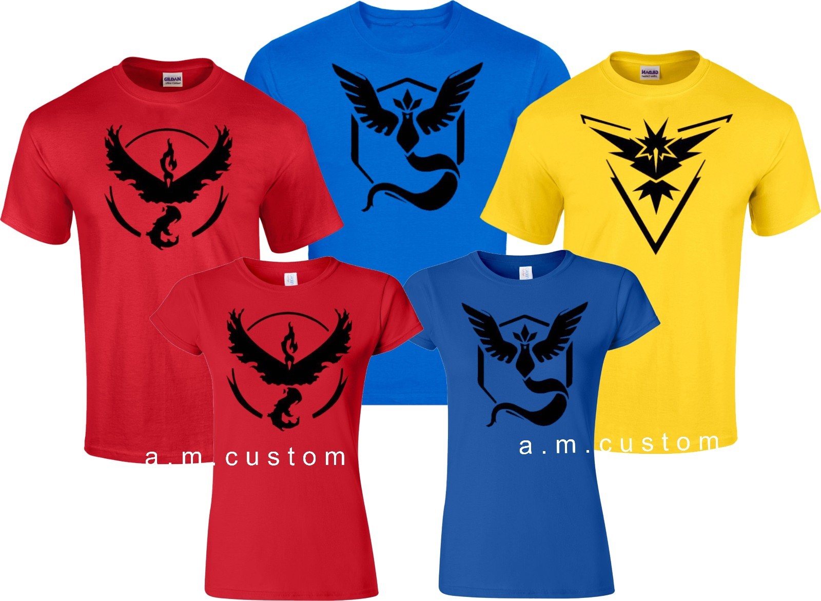 Pokemon Go Team Valor Team Mystic Team Instinct Shirts Unisex Ladies S-4XL