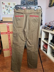Unique Khaki Military Style Cargo Pants Red Piping Flap Pockets
