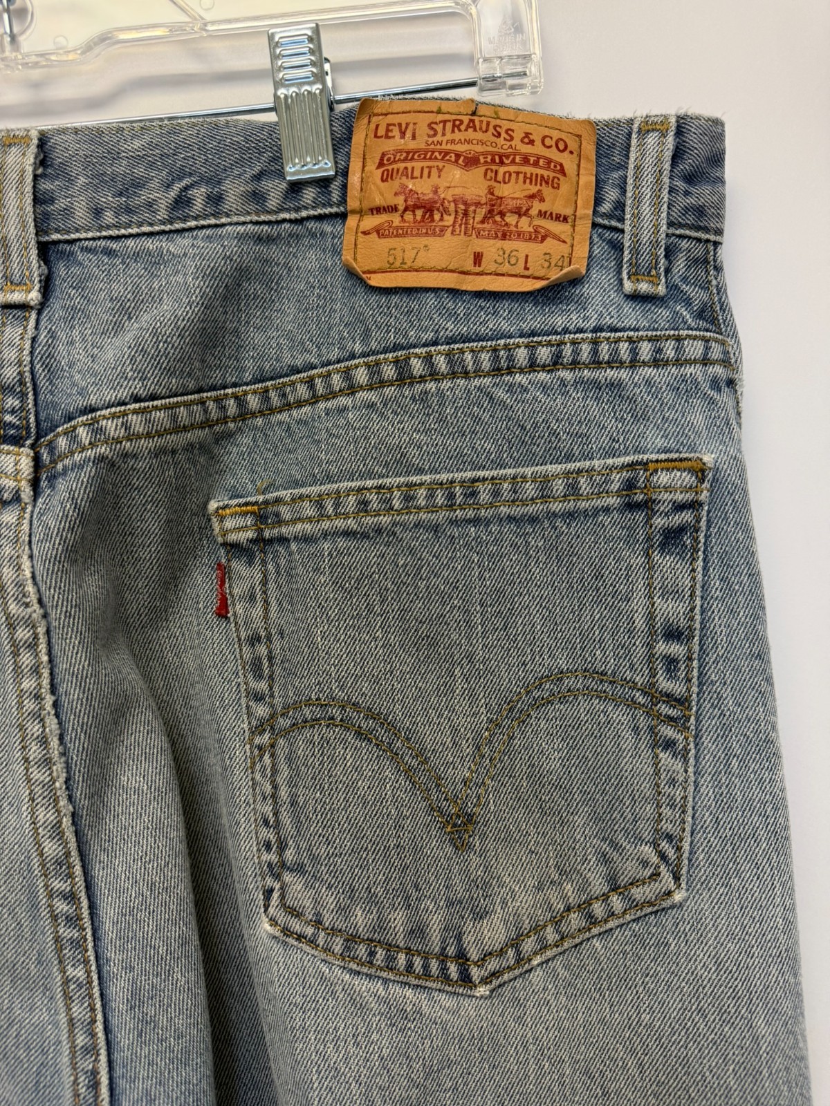 Levi’s 517 Bootcut Jeans Men’s 36×34 Light Wash Denim Red Tab Vintage Style