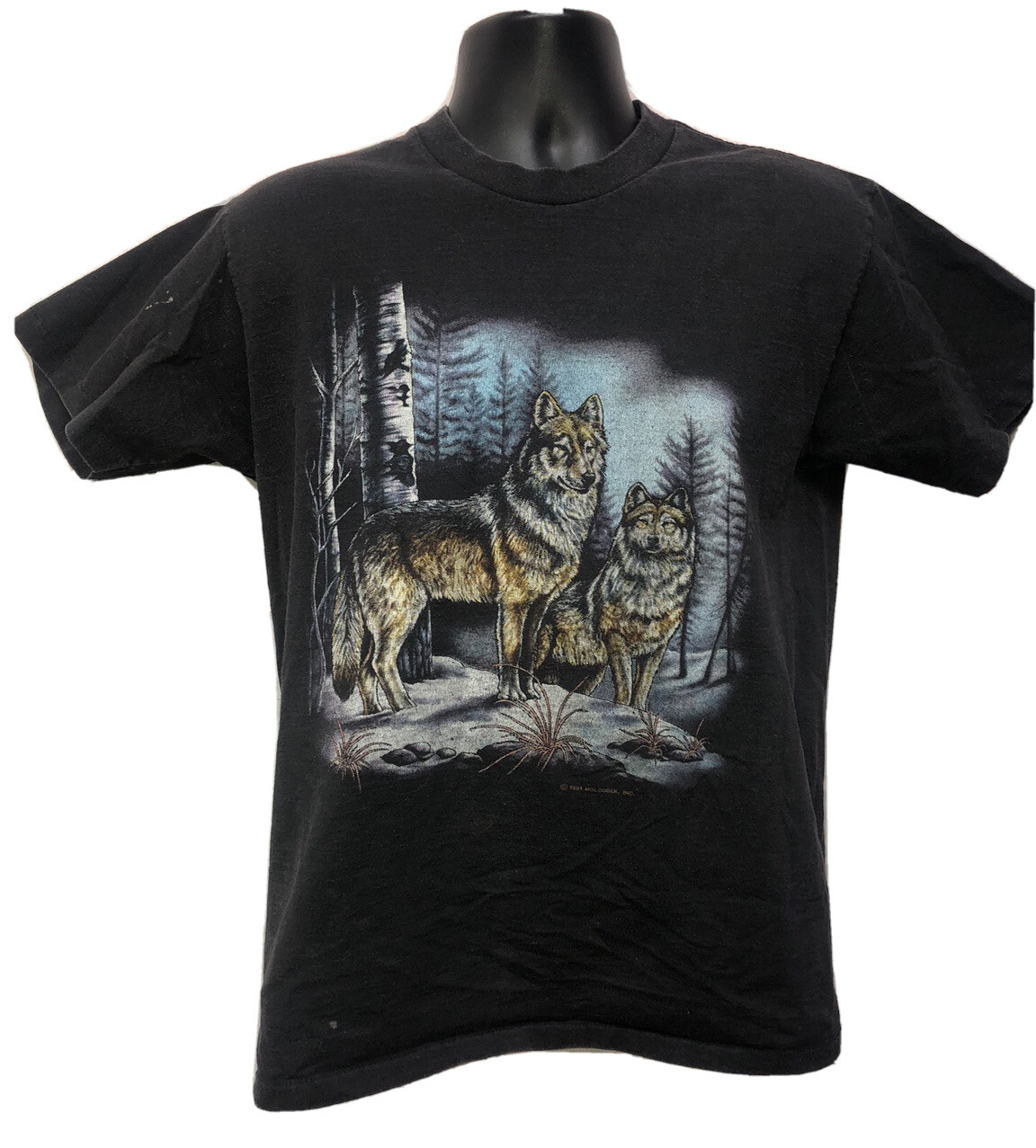 Vintage Holoubek Wolves Pack Single Stitch Shirt 1991 Black Medium USA A16