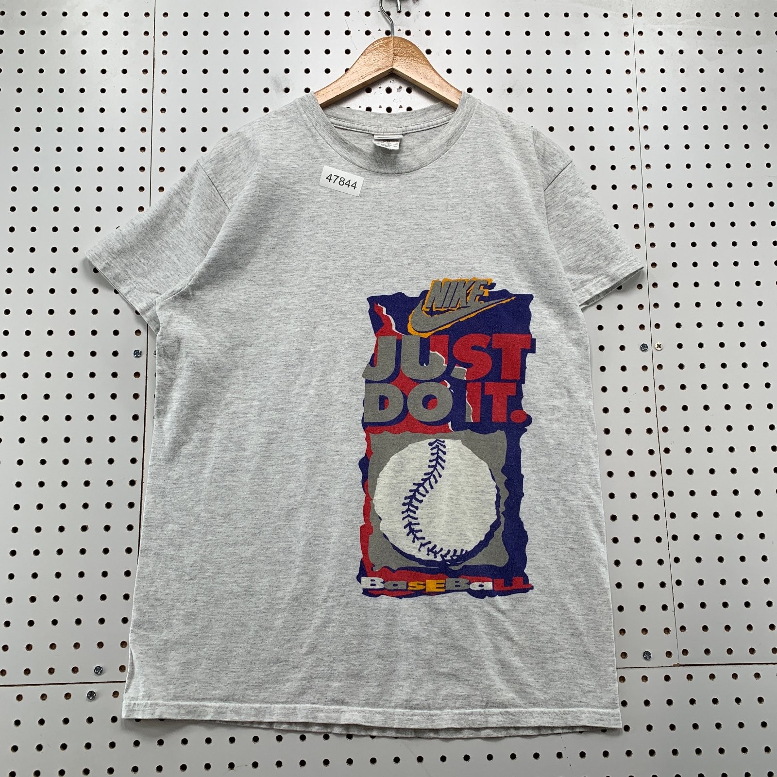 Vintage Nike Baseball T Shirt Mens Large Gray Just Do It Single Stitch USA 90s