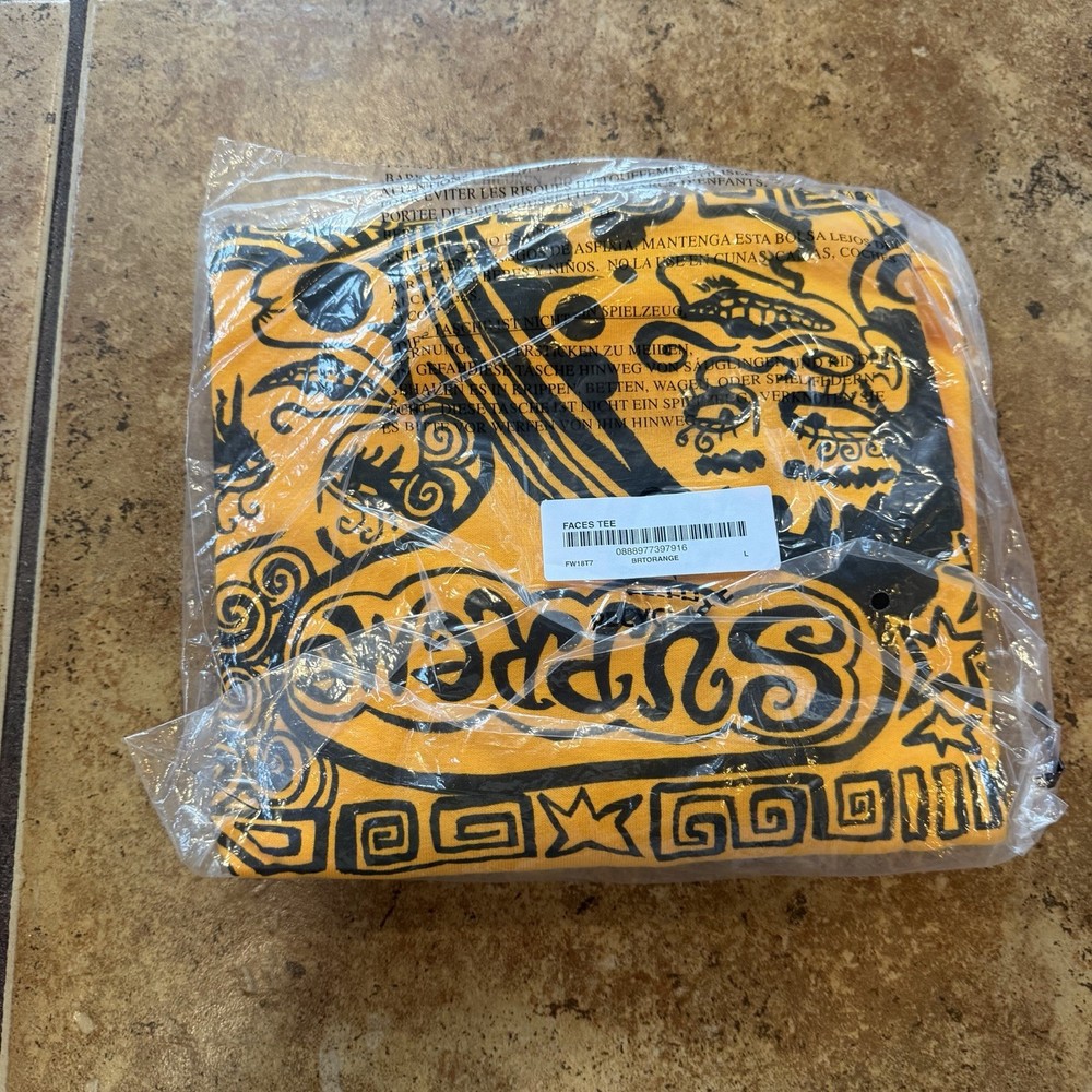 SUPREME New York Faces Tee BRIGHT ORANGE Men’s Large NEW! F/W 2018