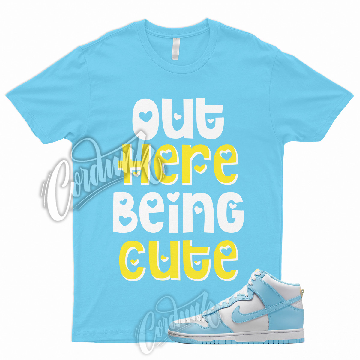 CUTE T Shirt for Dunk High Blue Chill White Amarillo UNC Vapormax University Low