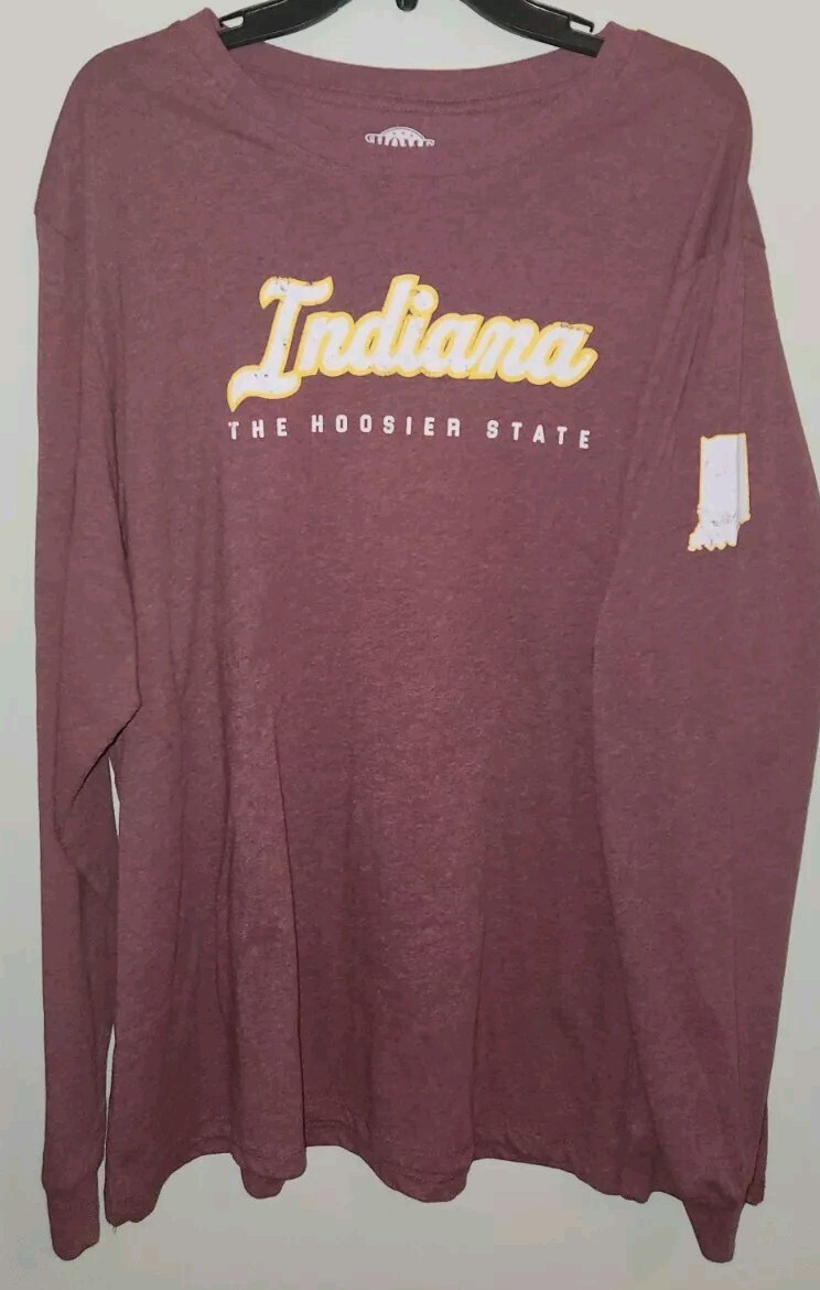 Home Free Unisex Adult INDIANA Hoosier State 2XL Long Sleeve Tee Maroon #10725 gallery