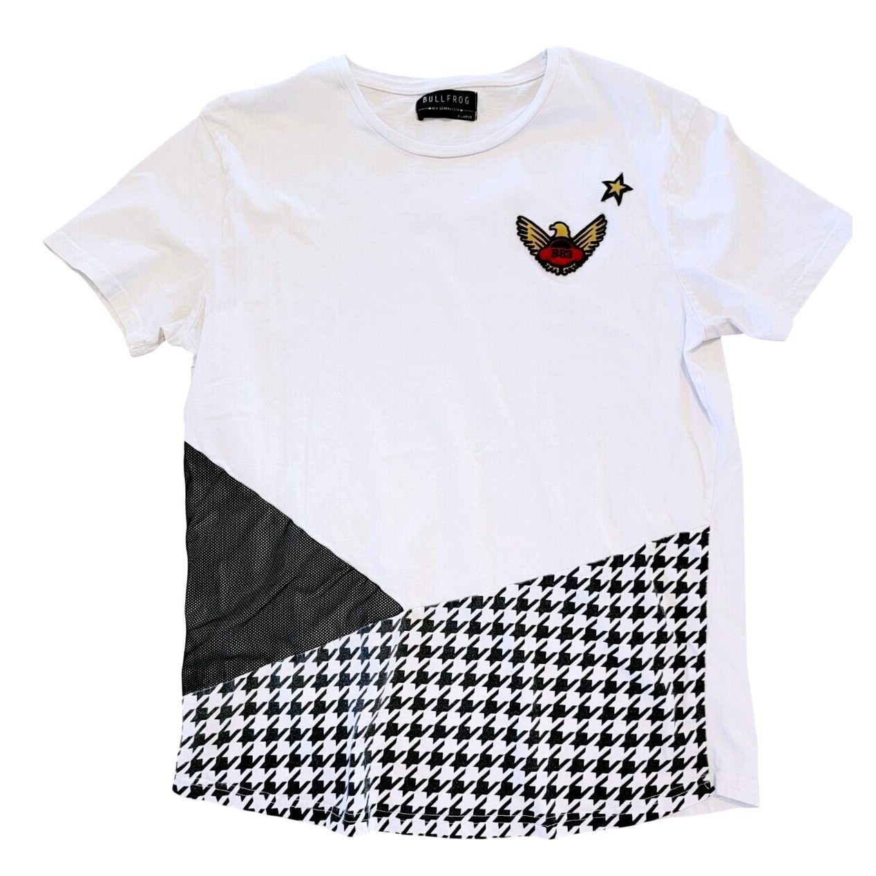 Bullfrog XL New Generation White Houndstooth Patch Graphic T-Shirt Mens Cotton gallery