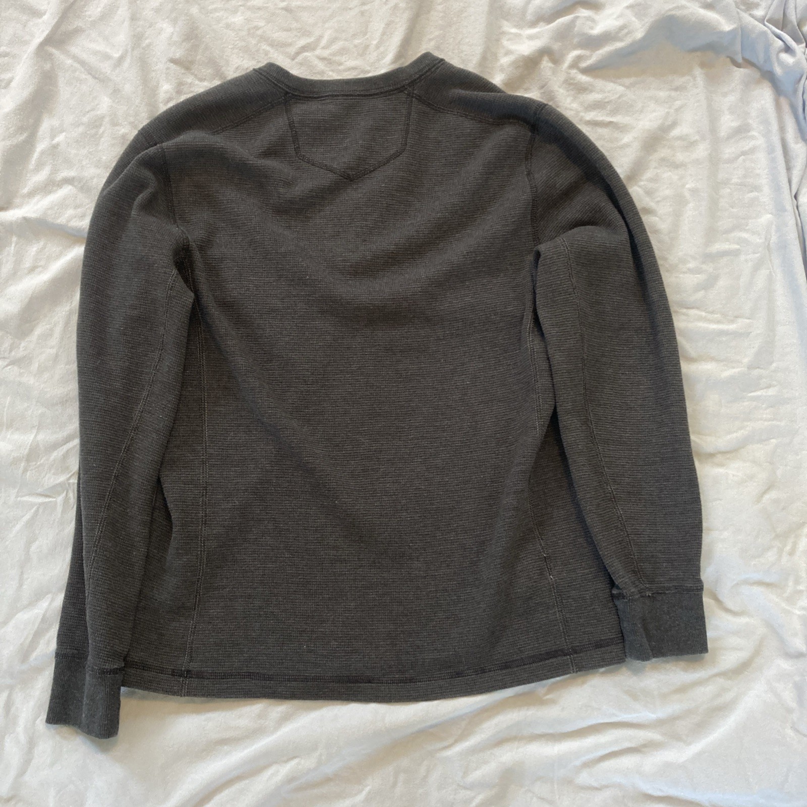 Eddie Bauer Waffle Henley Pullover Men's Medium Black Button Long Sleeve Outdoor gallery