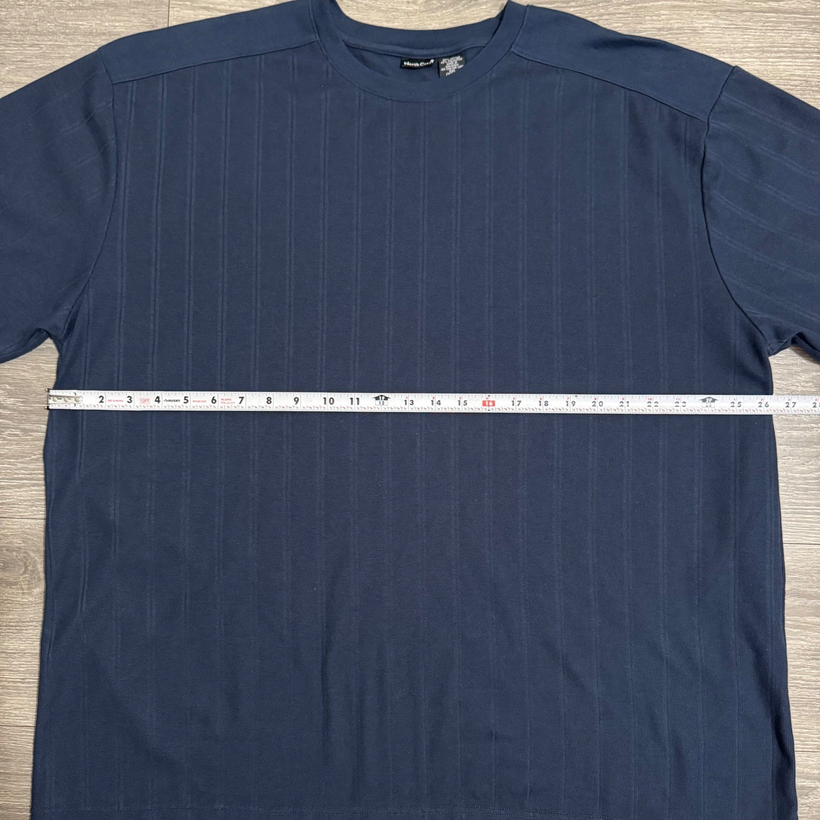 North Crest Mens XXL Navy Blue Vertical Ribbed Textured Short Sleeve T-Shirt gallery