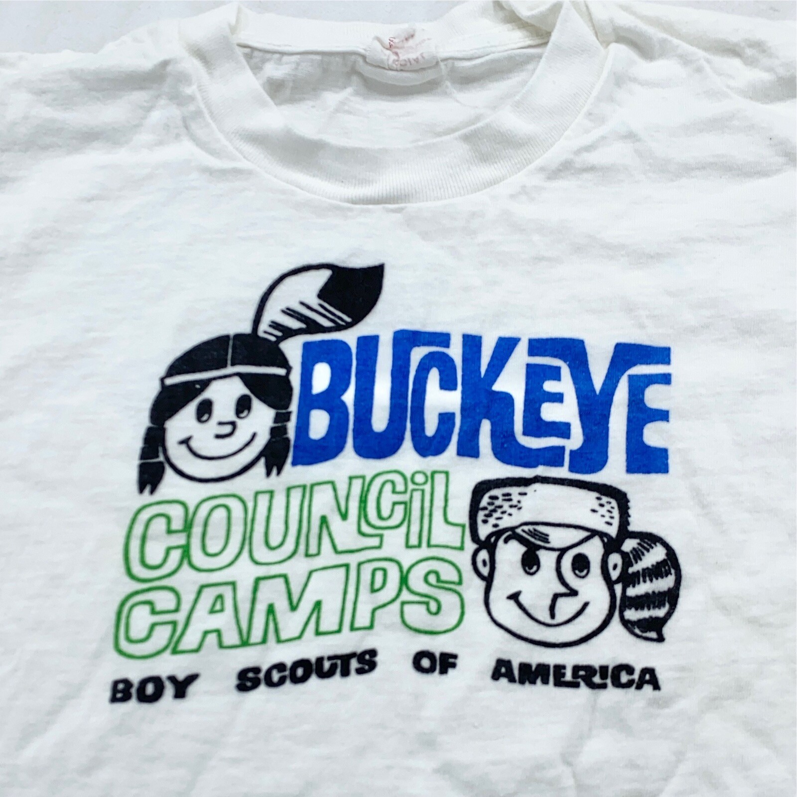 vtg 60s BOY SCOUTS OF AMERICA BUCKEYE COUNCIL CAMPS T-Shirt 2XS ohio soft bsa gallery