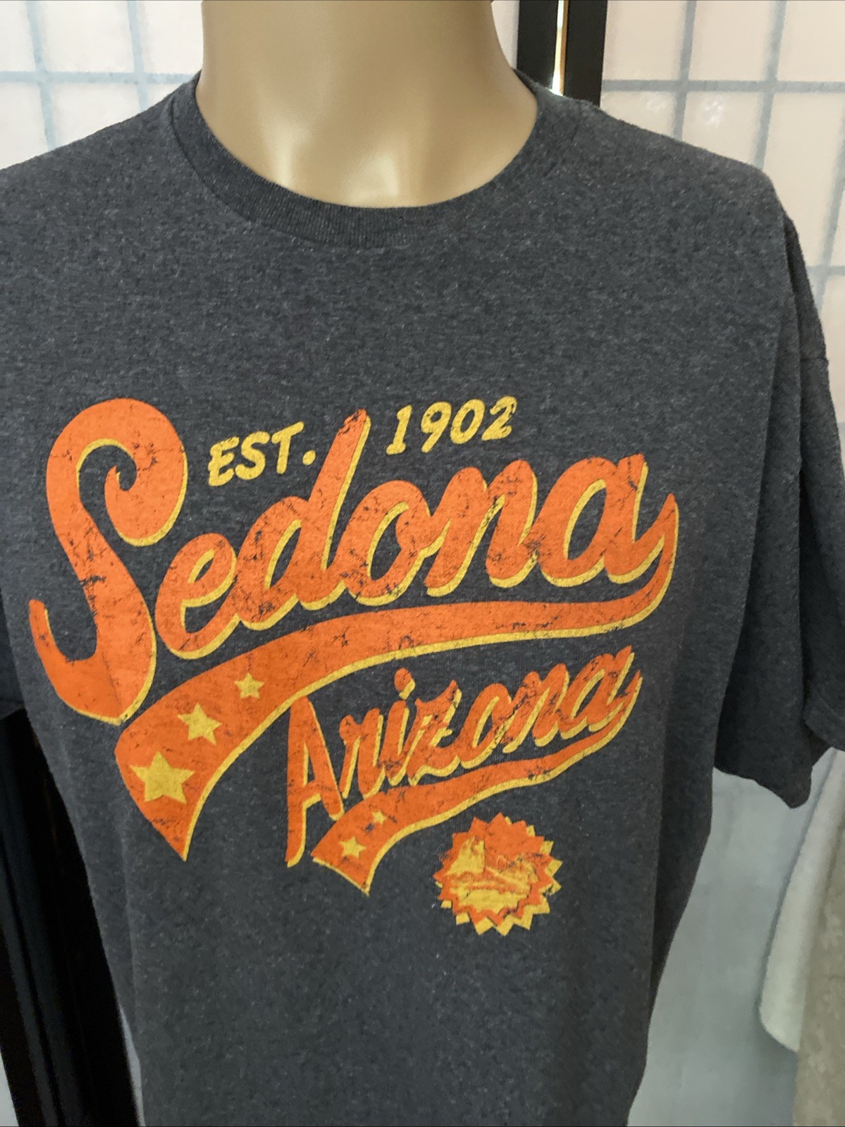 Sedona AZ Unisex Tee Blk Vintage-Inspired Screenprint by Delta ProWeight Adult L