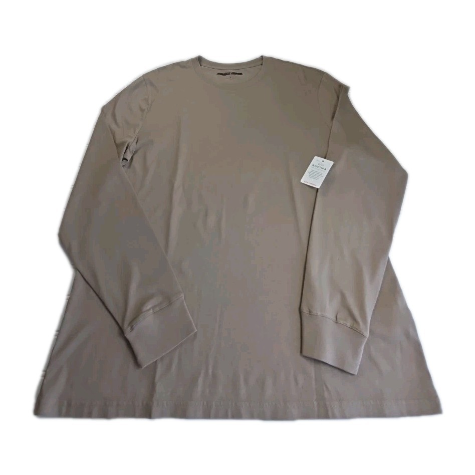 Lucky Brand Shirt Mens LARGE BROWN Long Sleeve Supima Cotton Crewneck Tee NWT gallery