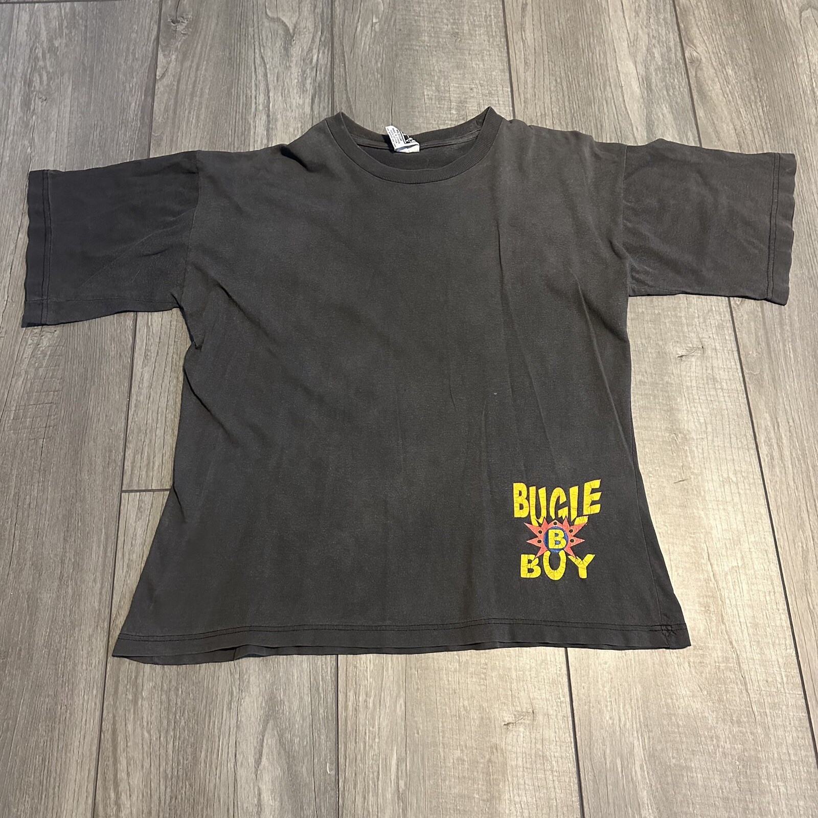 Vintage Bugle Boy Shirt Medium Single Stitch Sun Faded Gradient Neon Rainbow 90s gallery