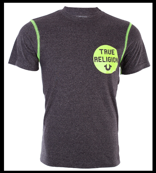 $79 TRUE RELIGION Black HEATHER CREW Short Sleeve Designer Graphic T-shirt NWT gallery