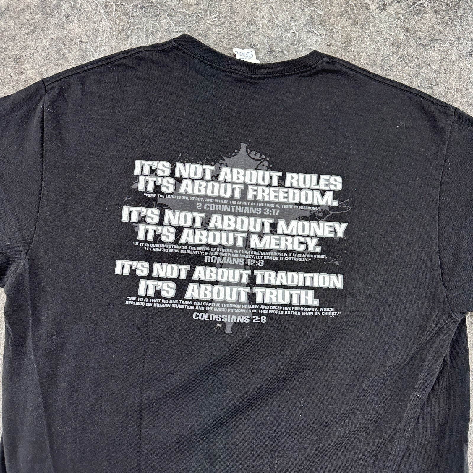 Its Not About Religion Shirt Mens XL Black Graphic Spellout Print Crew Neck gallery