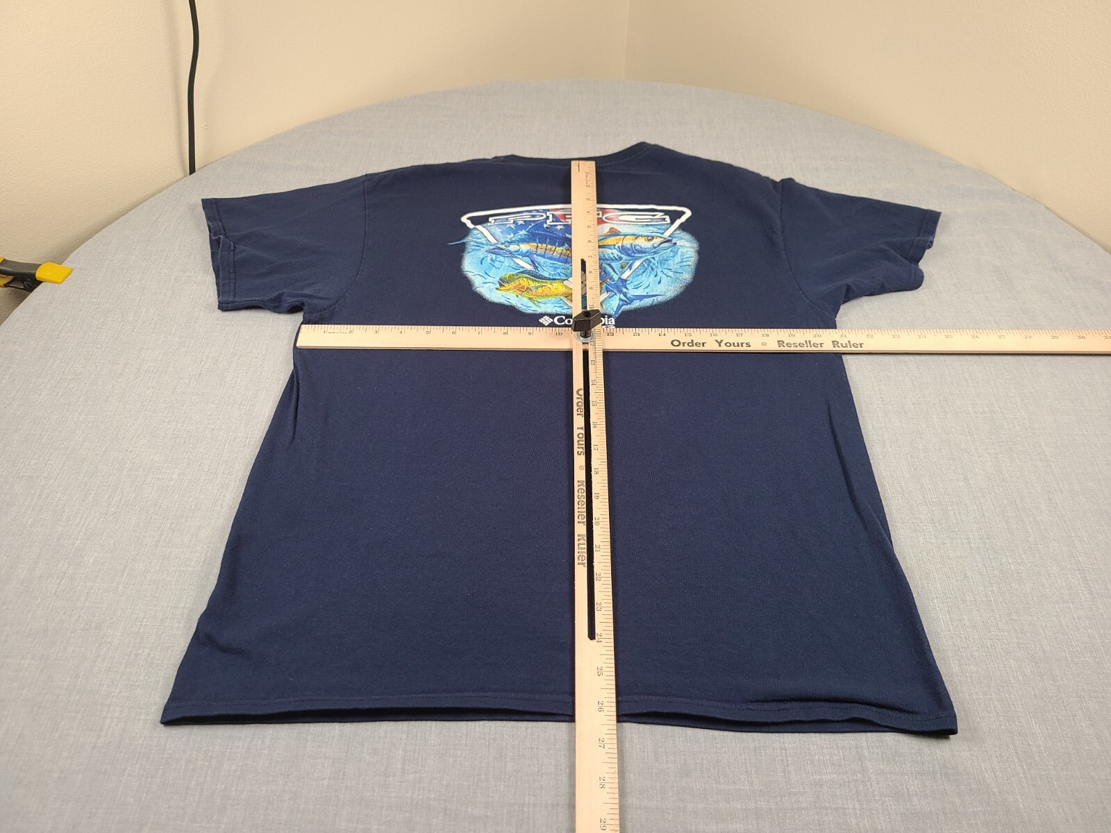 Columbia PFG Shirt Mens Large Blue Marlin Tuna Fishing Outdoor Gear Sportswear gallery