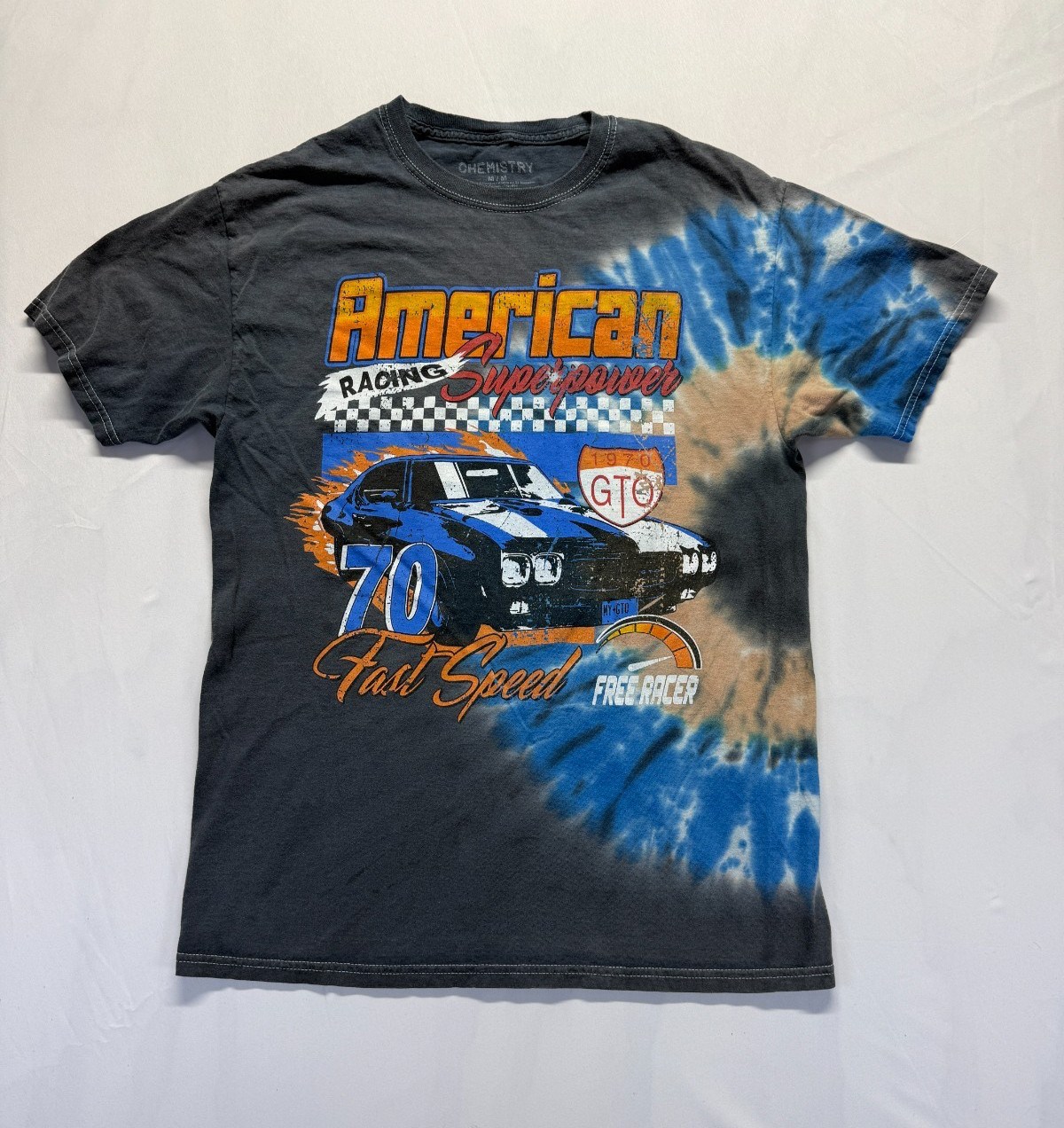 Chemistry T Shirt Mens Medium Black Tie Dye American Racing Superpower GTO 1970