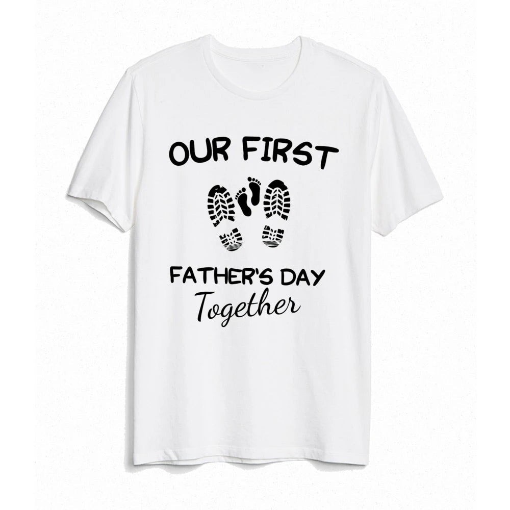 New Our First Father's Day Cotton Gift For Dad White S to 5XL Tee Shirt gallery