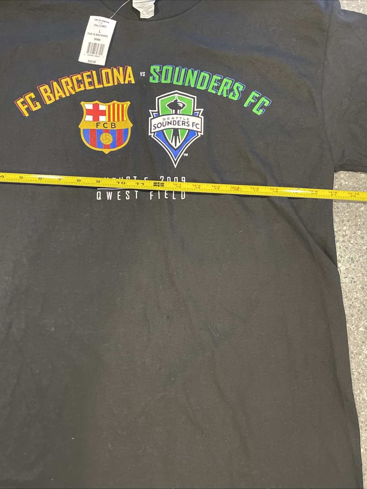2009 FC Barcelona vs Seattle Sounders Qwest Field Soccer T-Shirt Size Large gallery