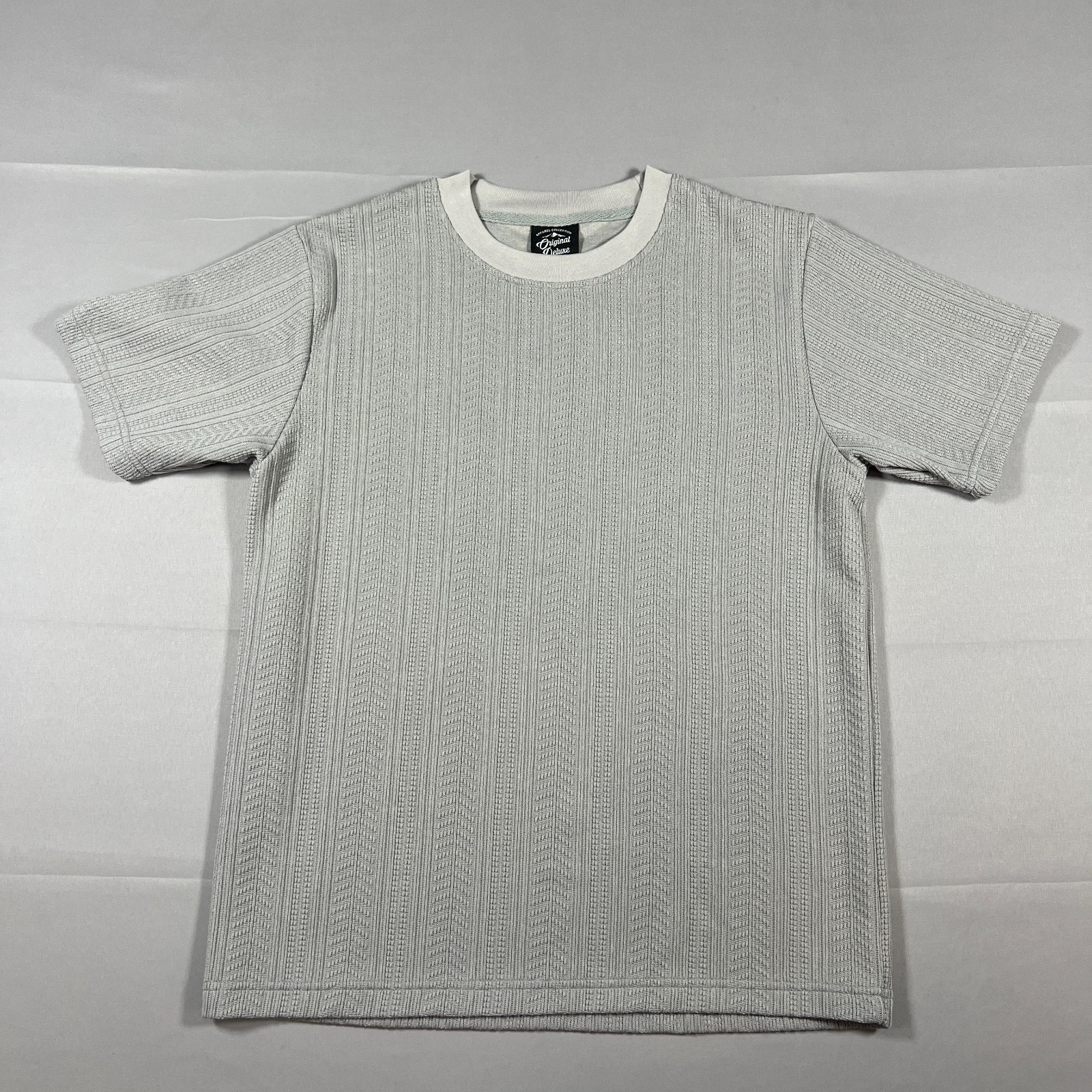 Original Deluxe Apparel T Shirt Mens Small Gray Ribbed Knitted Stretch Crew Neck gallery