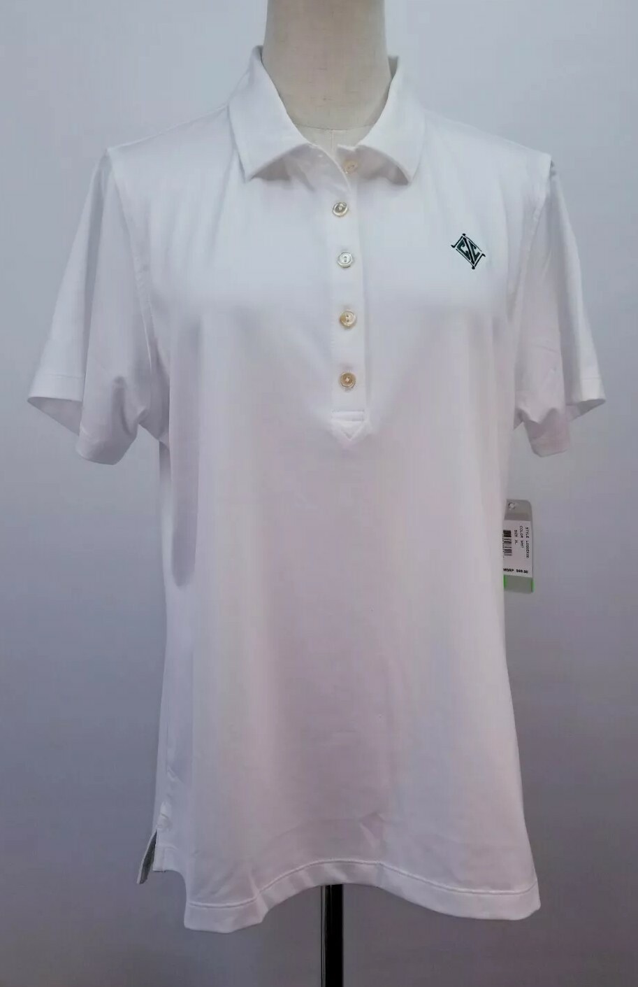 PETER MILLAR E4 Golf Polo Shirt, Womens Sz XL, White, Short Sleeves, NEW, XA7010