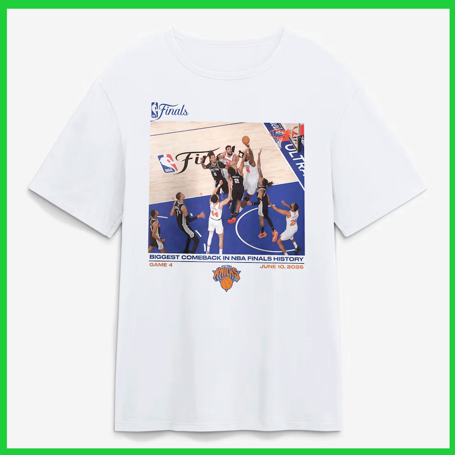 Reprint New York Knick$ 2026 Basketball Finals Biggest Comeback T-Shirt White gallery