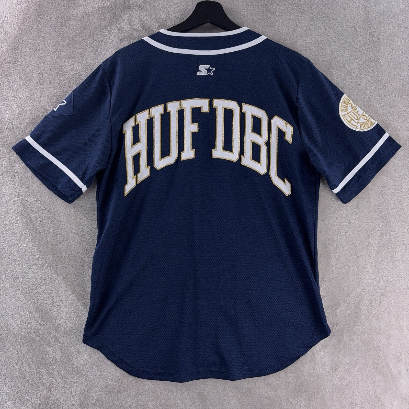 Starter HUF DBC Baseball Jersey Mens Size Small Navy Button Front Logo Casual gallery